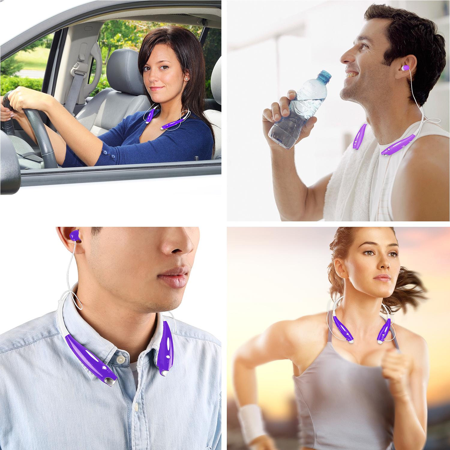 Wireless Stereo Headsets Sport Neckband Headphones In-ear Magnetic IPX4 Waterproof Earbuds w/ Built-in Mic Call Vibrate Alert Number Broadcast Running thumbnail 4