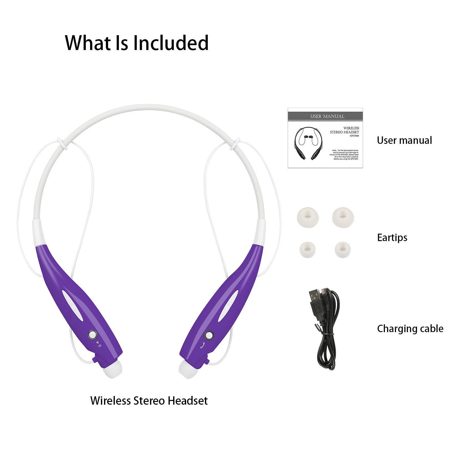 Wireless Stereo Headsets Sport Neckband Headphones In-ear Magnetic IPX4 Waterproof Earbuds w/ Built-in Mic Call Vibrate Alert Number Broadcast Running thumbnail 3