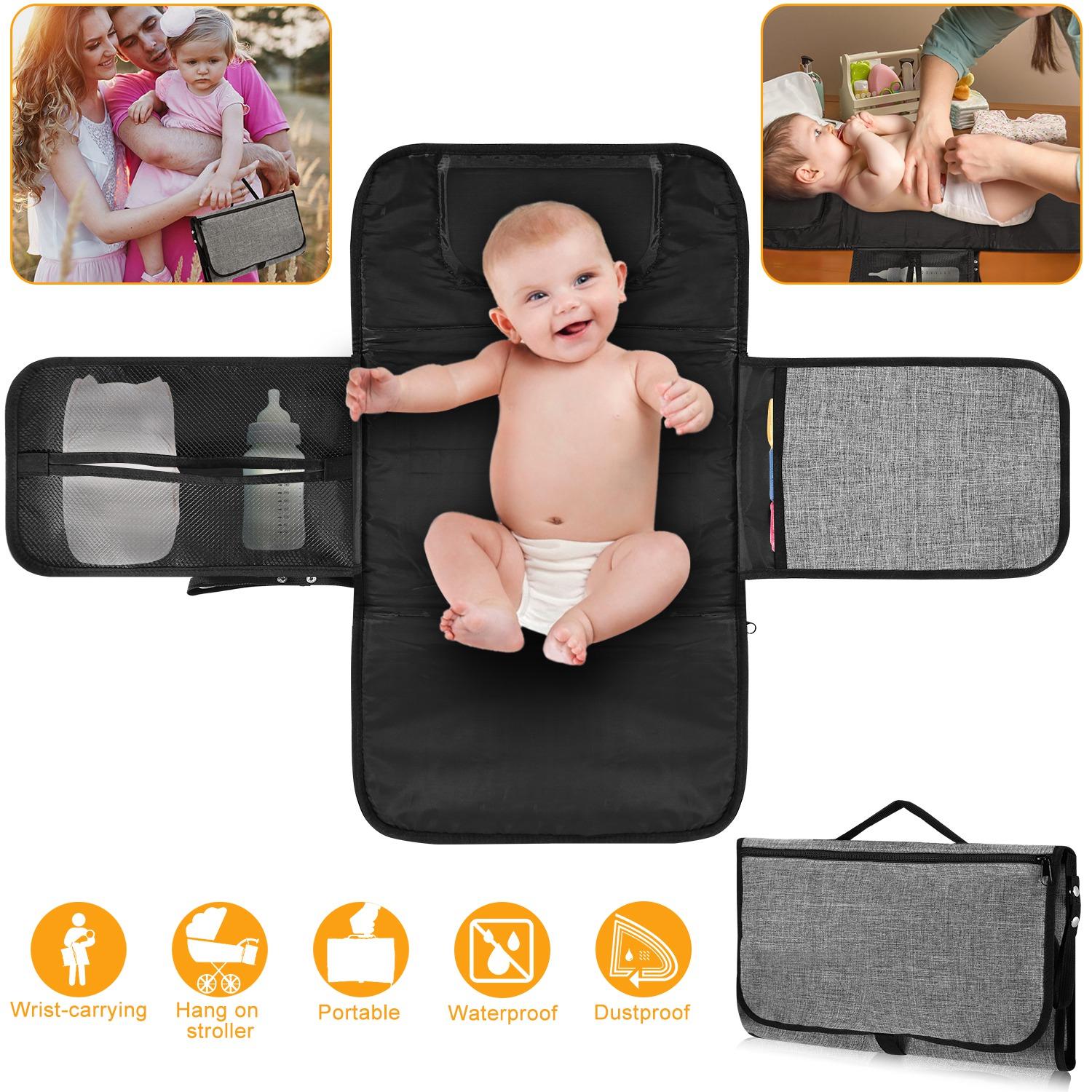 Portable Changing Pad Foldable Diaper Changing Pad Kit Waterproof Wipeable Changing Mat Stain Resistant Travel Changing Mat Bag thumbnail 3