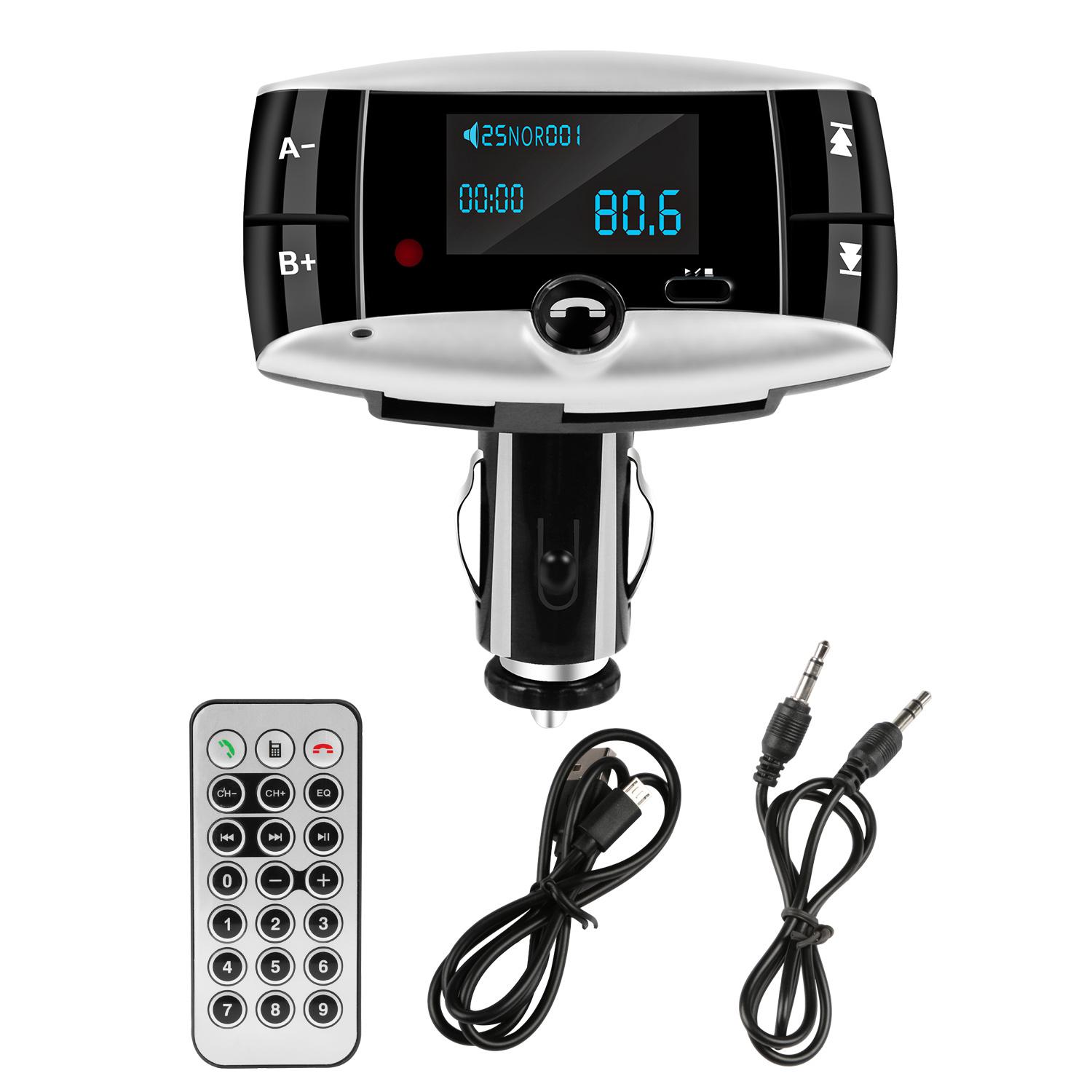 Car Wireless FM Transmitter USB Charger Hands-free Call MP3 Player SD Card Reading Aux-in LED Display Remote Controller thumbnail 4