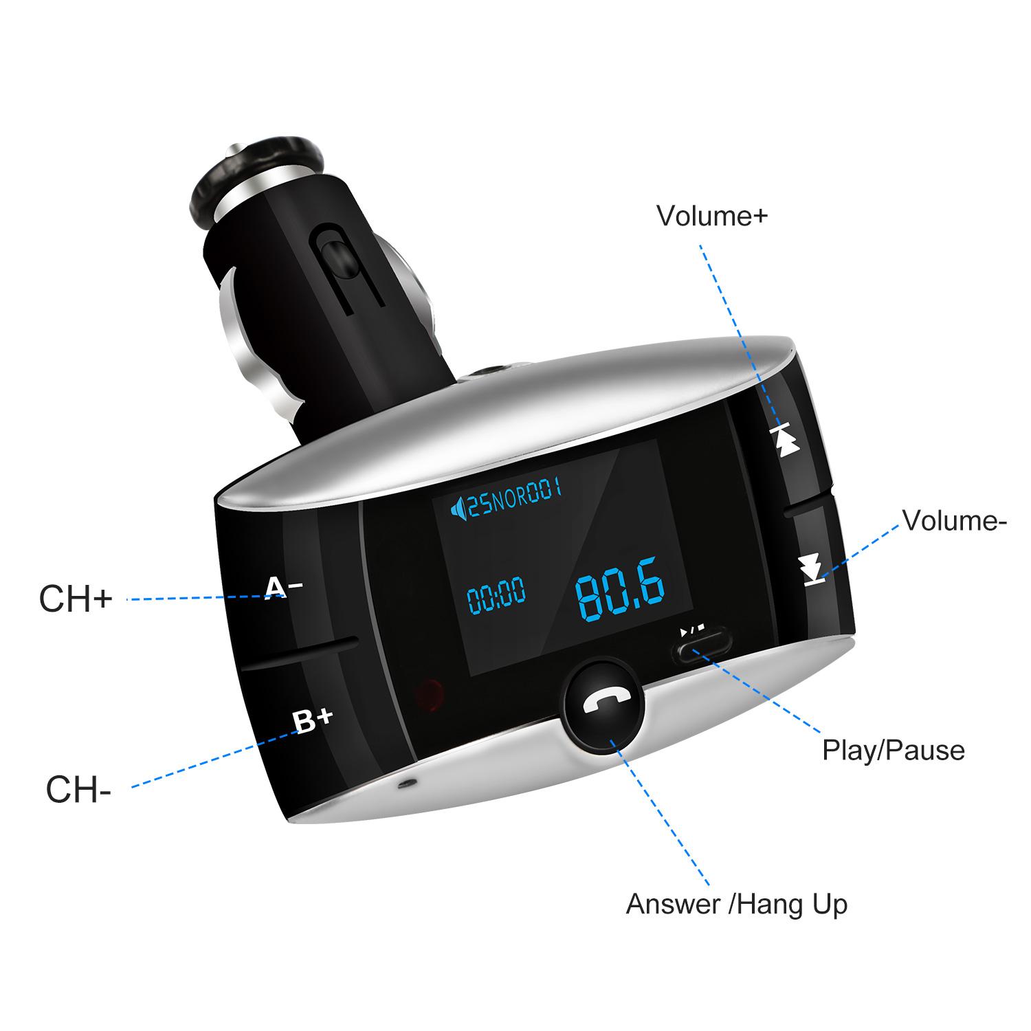 Car Wireless FM Transmitter USB Charger Hands-free Call MP3 Player SD Card Reading Aux-in LED Display Remote Controller thumbnail 3
