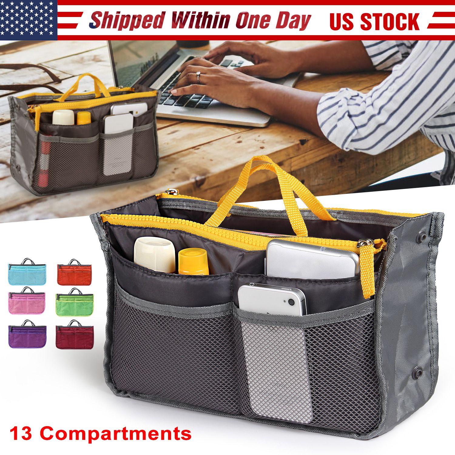 Women Lady Travel Insert Handbag Organiser Makeup Bags Toiletry Purse Liner w/Hand Strap thumbnail 4