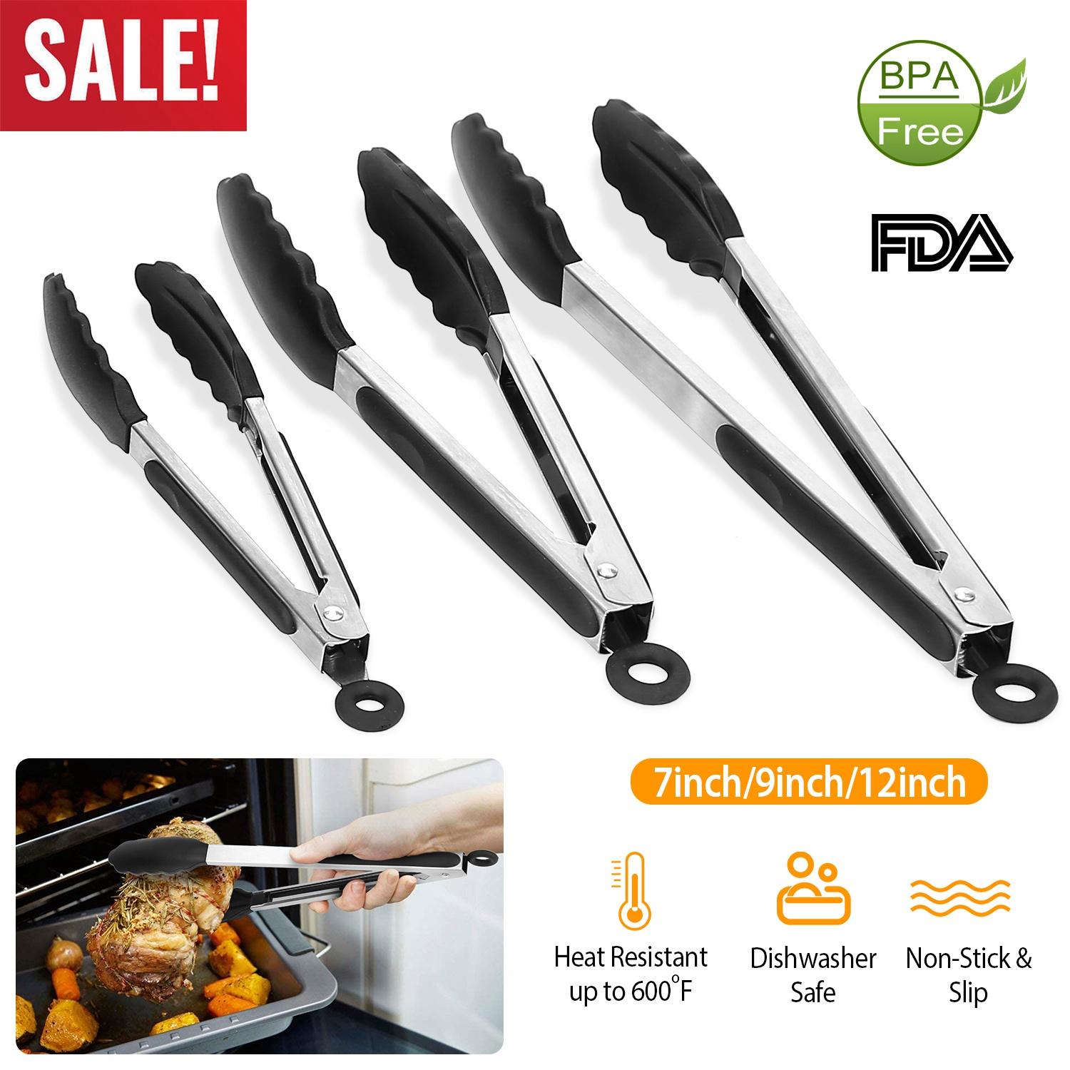 3Pcs Kitchen Tongs Stainless Steel Locking Food Tongs with Silicon Tips BPA Free Non-Stick BBQ Cooking Grilling Locking Food Tongs High Heat Resistant thumbnail 2