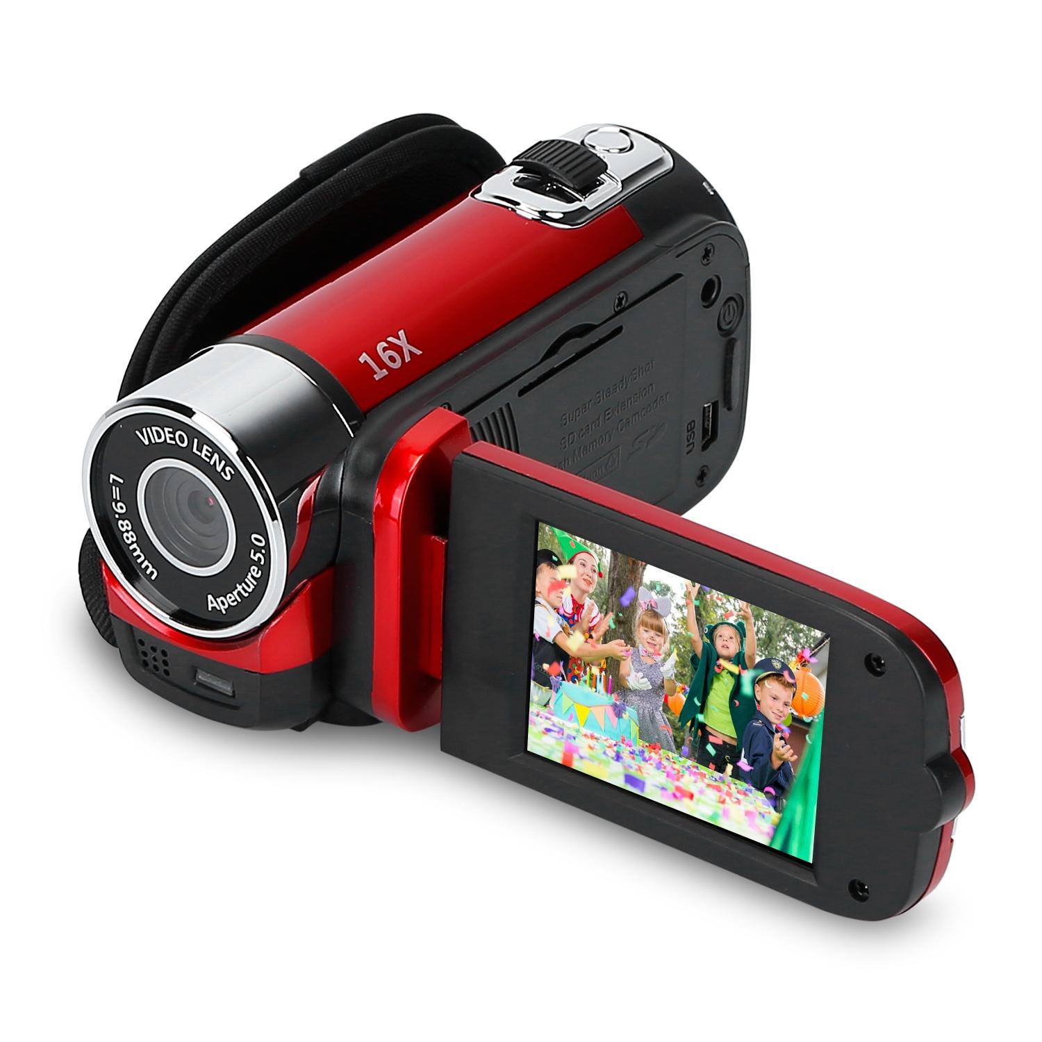 HD 1080P Digital Video Camcorder 2.7in 16X Zoom DV Camera 270° Rotation Rechargeable Kid Camera w/Fill Light Selfie thumbnail 1