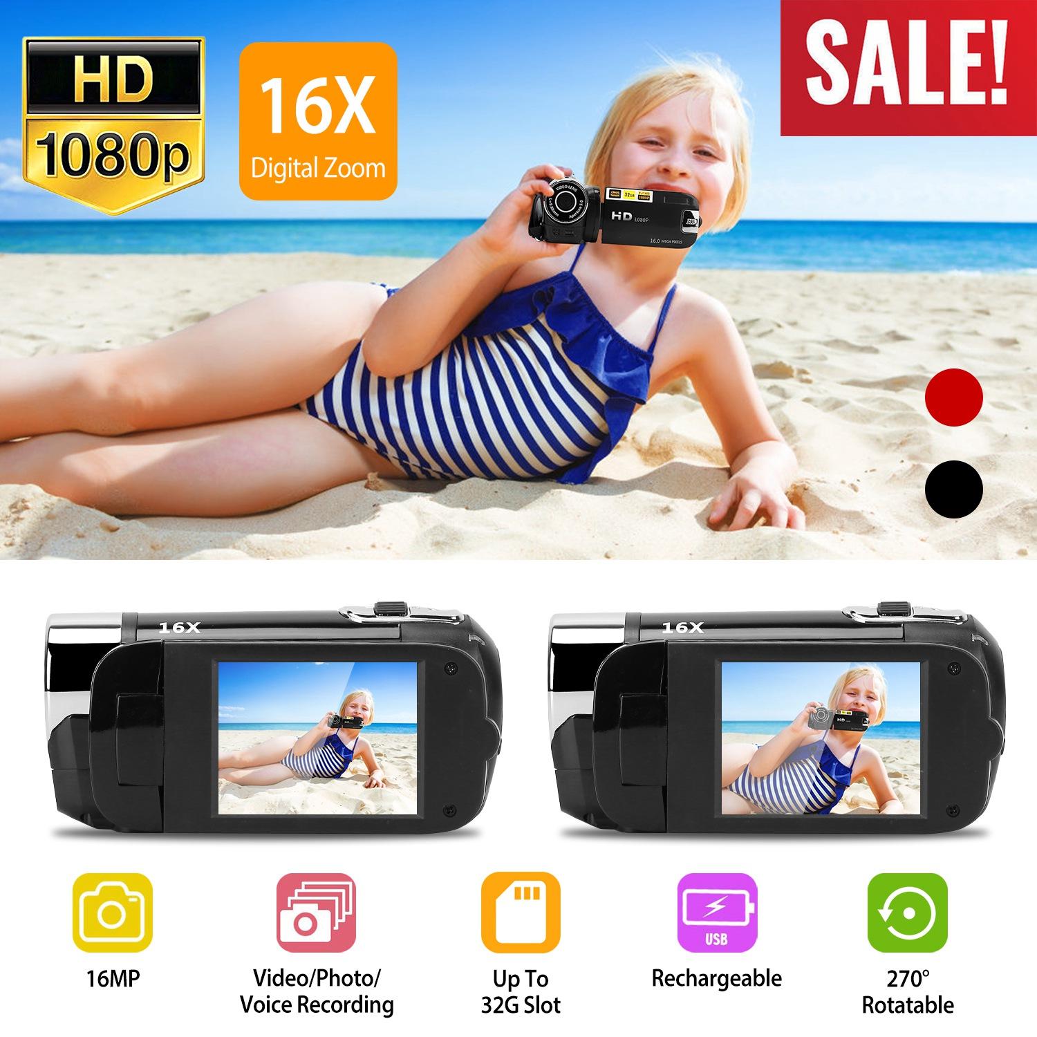 HD 1080P Digital Video Camcorder 2.7in 16X Zoom DV Camera 270° Rotation Rechargeable Kid Camera w/Fill Light Selfie thumbnail 4
