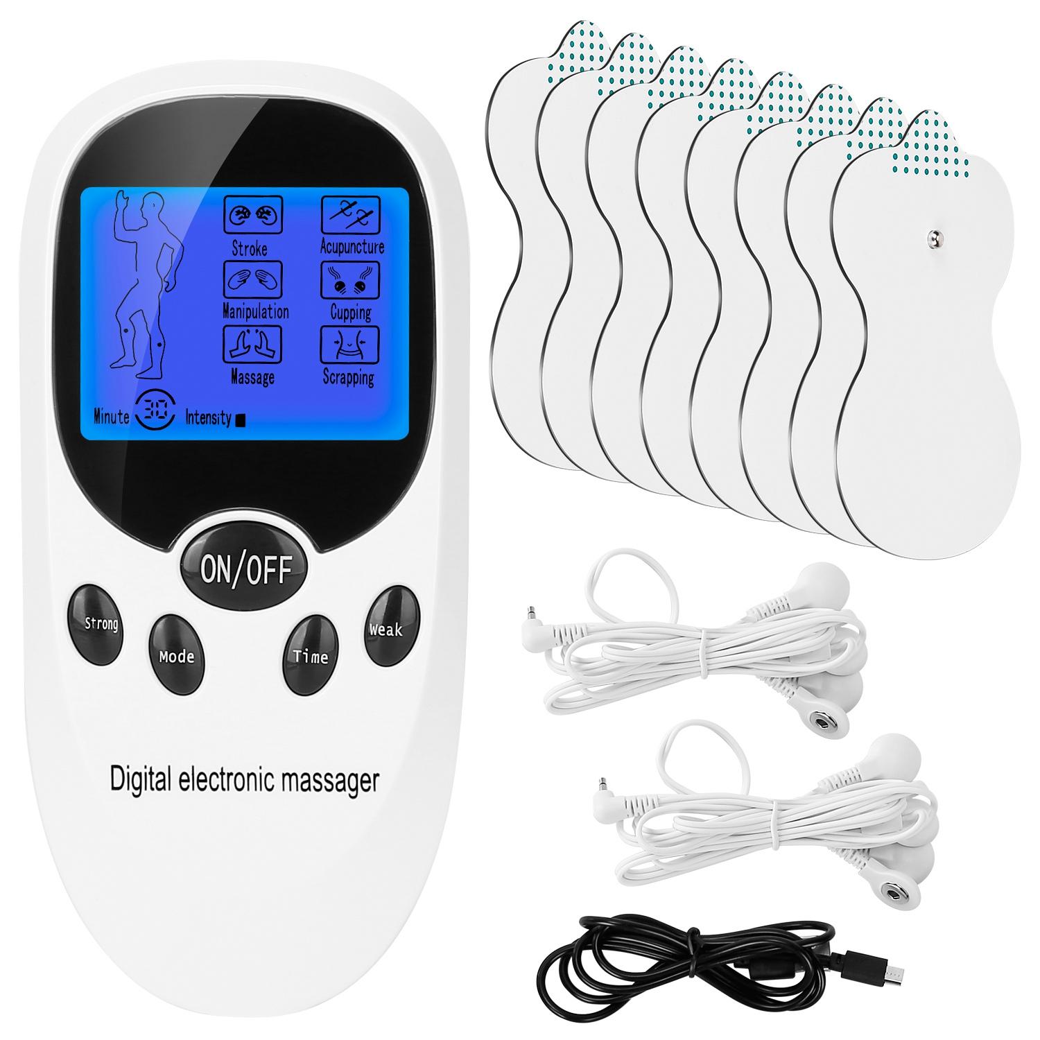 Electric Muscle Stimulator Dual Channels Pulse Massager Pain Relief Therapy Tens Device with Electrode Pads Wires thumbnail 1