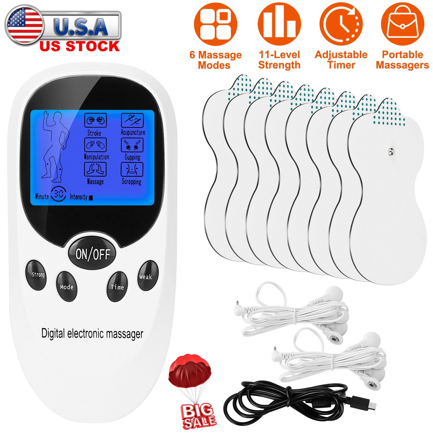 Electric Muscle Stimulator Dual Channels Pulse Massager Pain Relief Therapy Tens Device with Electrode Pads Wires thumbnail 3