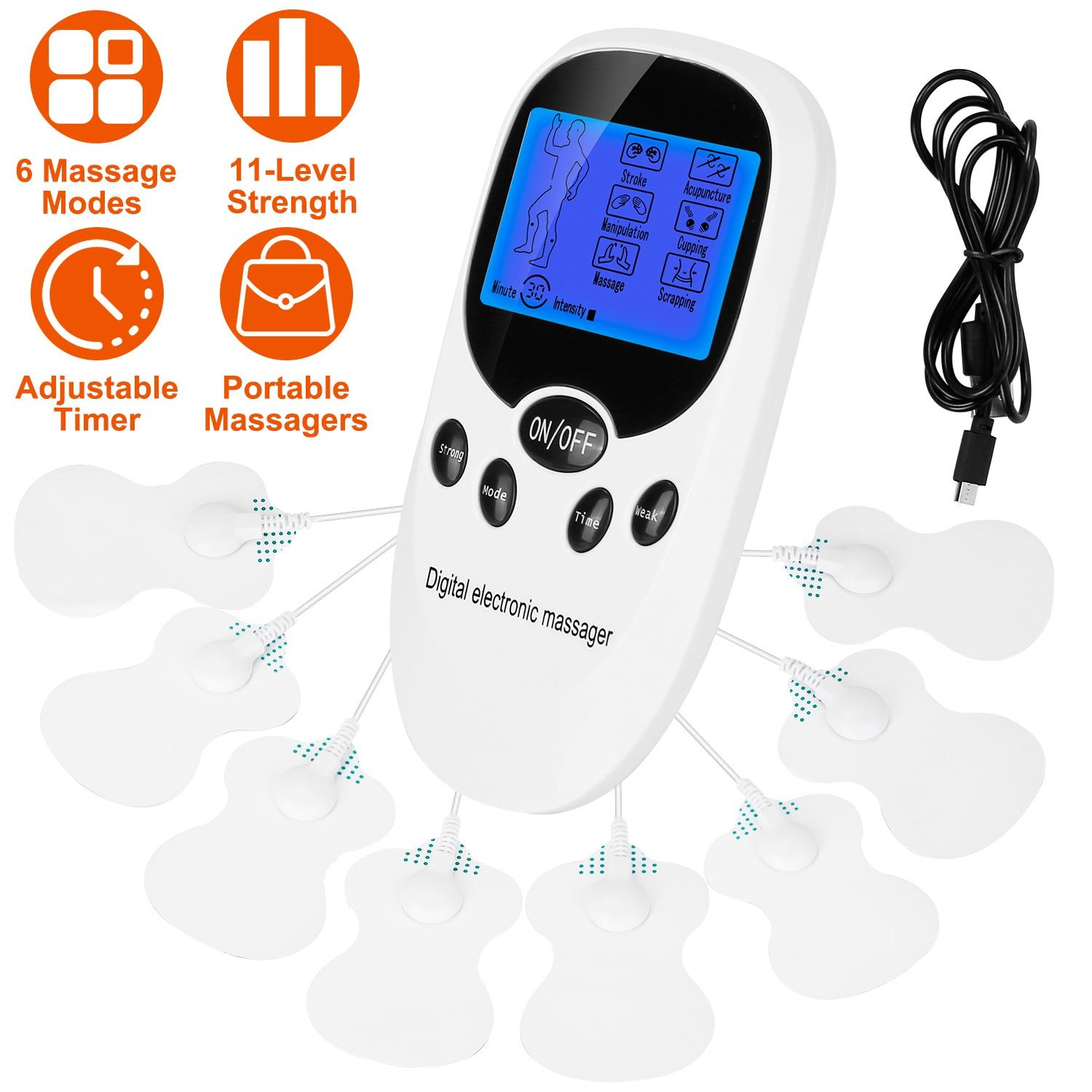 Electric Muscle Stimulator Dual Channels Pulse Massager Pain Relief Therapy Tens Device with Electrode Pads Wires thumbnail 4