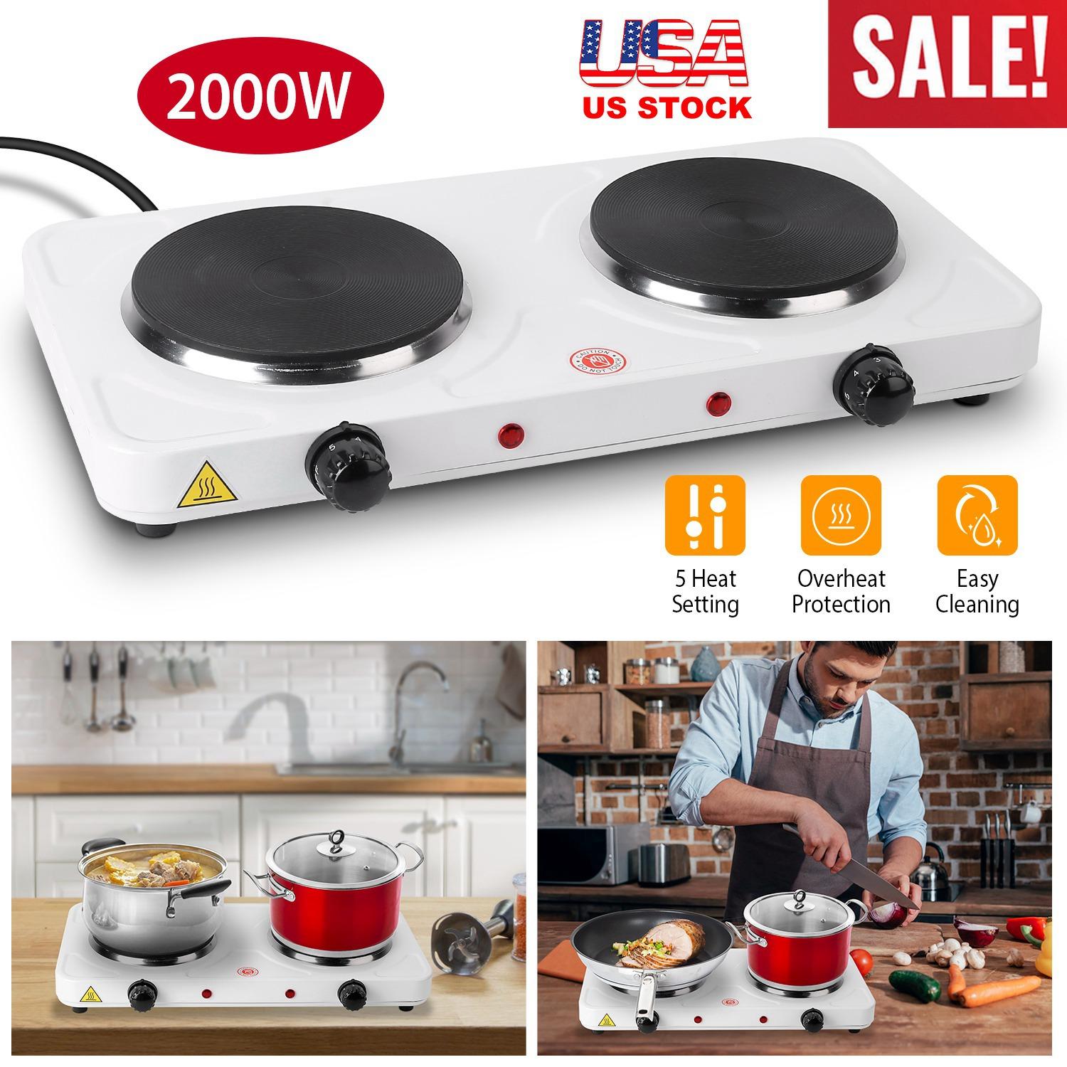 2000W Double Electric Burner Portable Dual Counter Stove Countertop Hot Plate Kitchen Cooker Stove with 5 Gear Temperature Control thumbnail 2