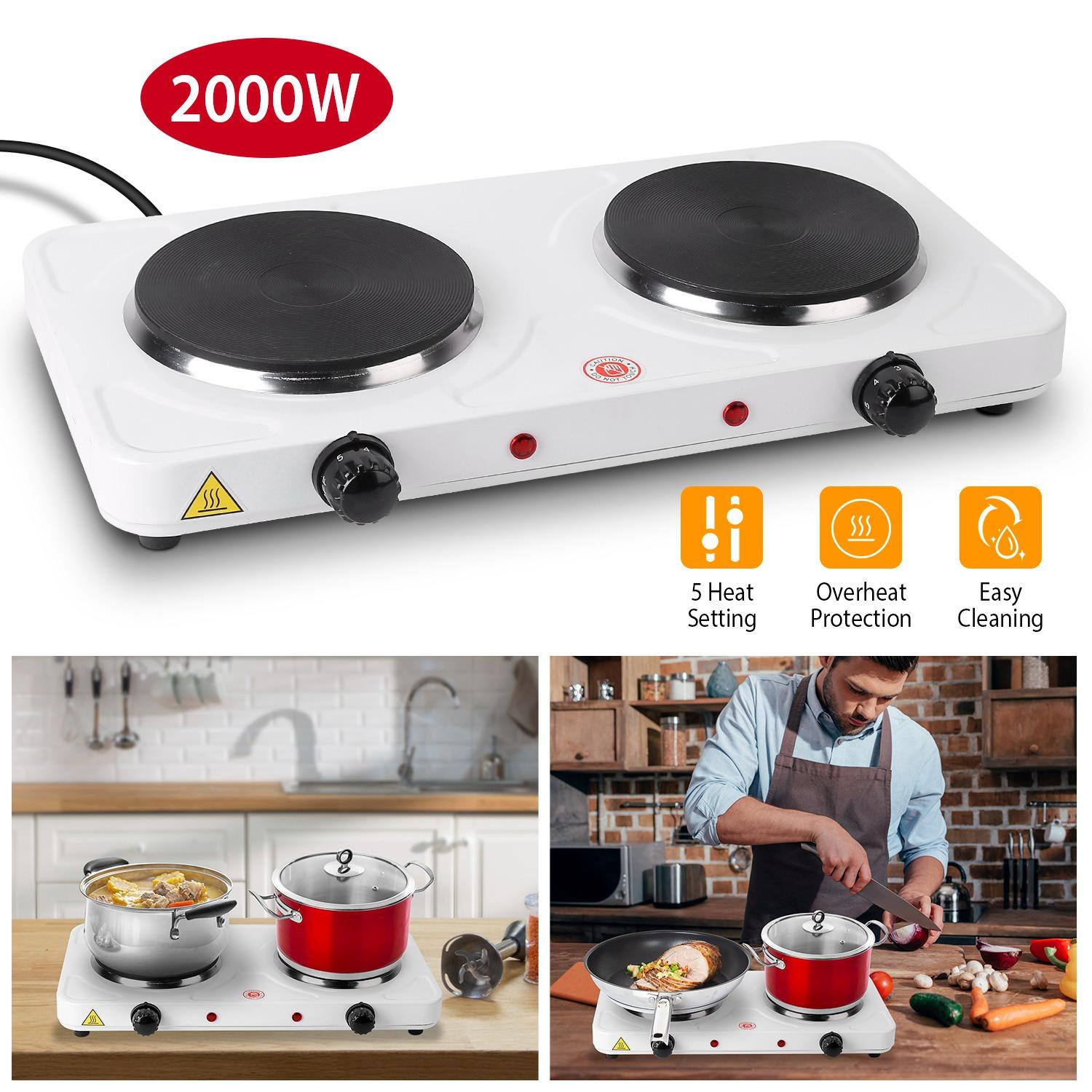 2000W Double Electric Burner Portable Dual Counter Stove Countertop Hot Plate Kitchen Cooker Stove with 5 Gear Temperature Control thumbnail 3