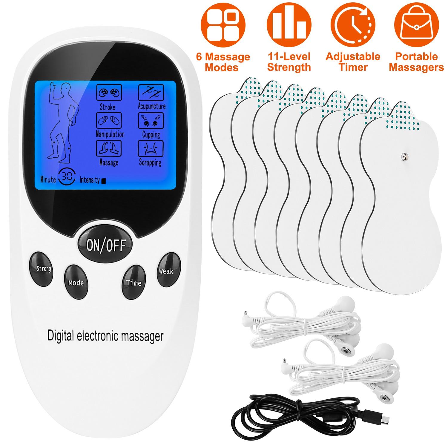 Electric Muscle Stimulator Dual Channels Pulse Massager Pain Relief Therapy Tens Device with Electrode Pads Wires thumbnail 2