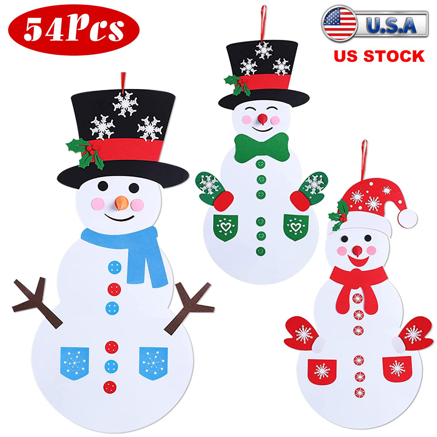 Felt Christmas Snowman Set DIY Felt Christmas Hanging Decorations Kits with 54Pcs Detachable Ornaments Xmas Gift for Toddlers thumbnail 4