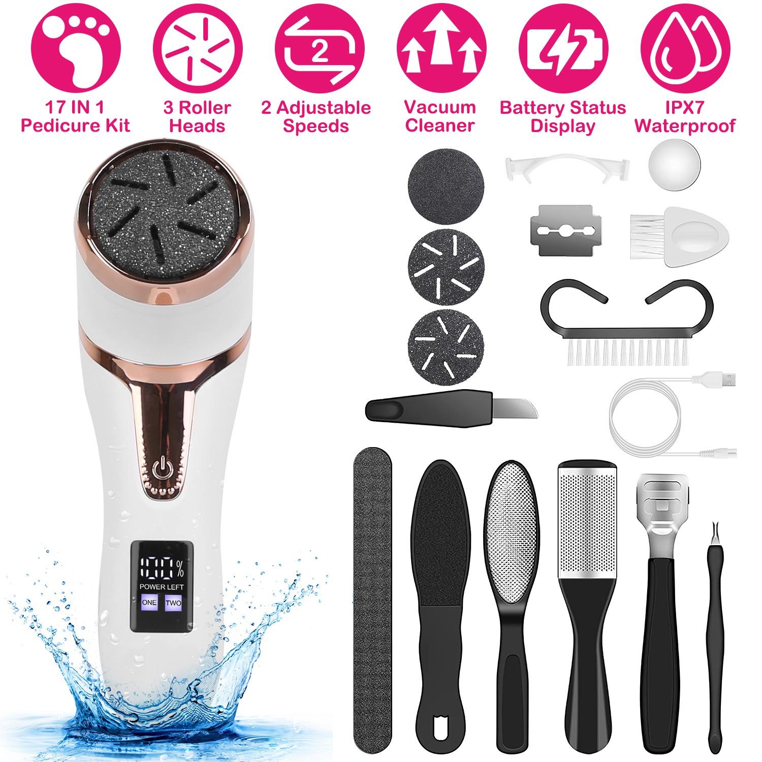 17Pcs Electric Foot Callus Remover with Vacuum Foot Grinder Rechargeable Foot File Dead Skin Pedicure Machine with 3 Grinding Heads 2 Speeds Foot Care thumbnail 2