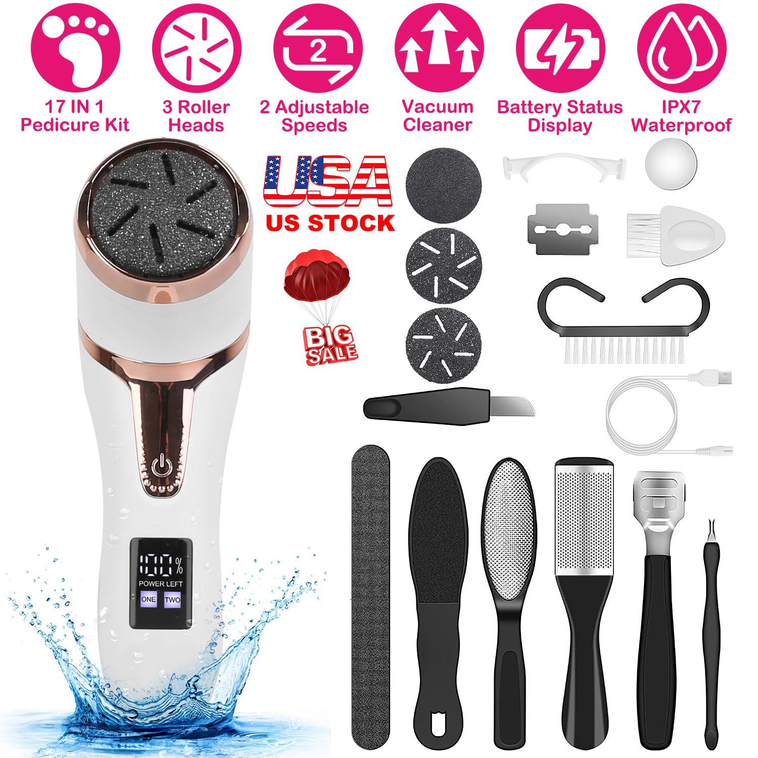 17Pcs Electric Foot Callus Remover with Vacuum Foot Grinder Rechargeable Foot File Dead Skin Pedicure Machine with 3 Grinding Heads 2 Speeds Foot Care thumbnail 3