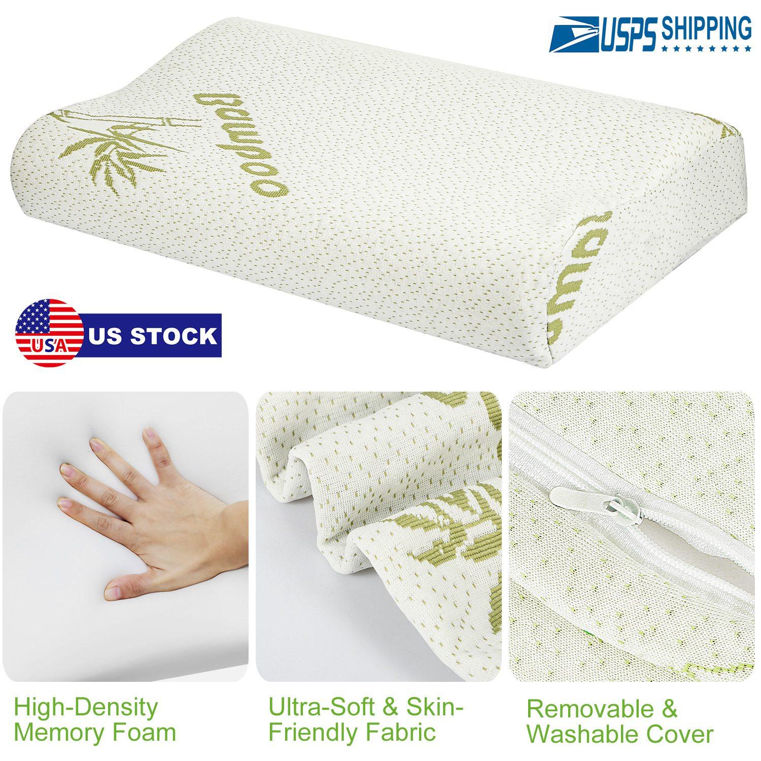 Bamboo Memory Foam Sleep Pillow Contoured Cervical Orthopedic Pillow Neck Support Breath Pillow thumbnail 3