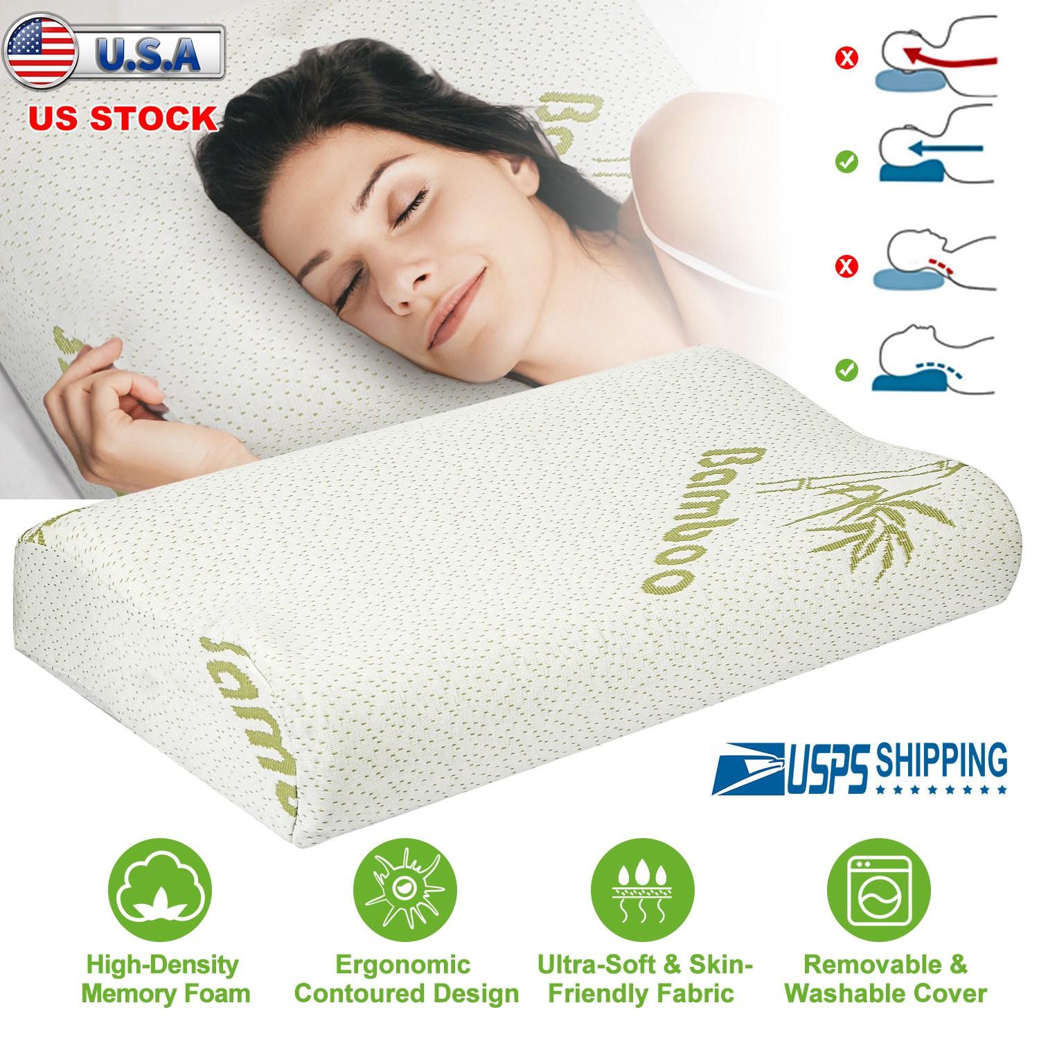 Bamboo Memory Foam Sleep Pillow Contoured Cervical Orthopedic Pillow Neck Support Breath Pillow thumbnail 4