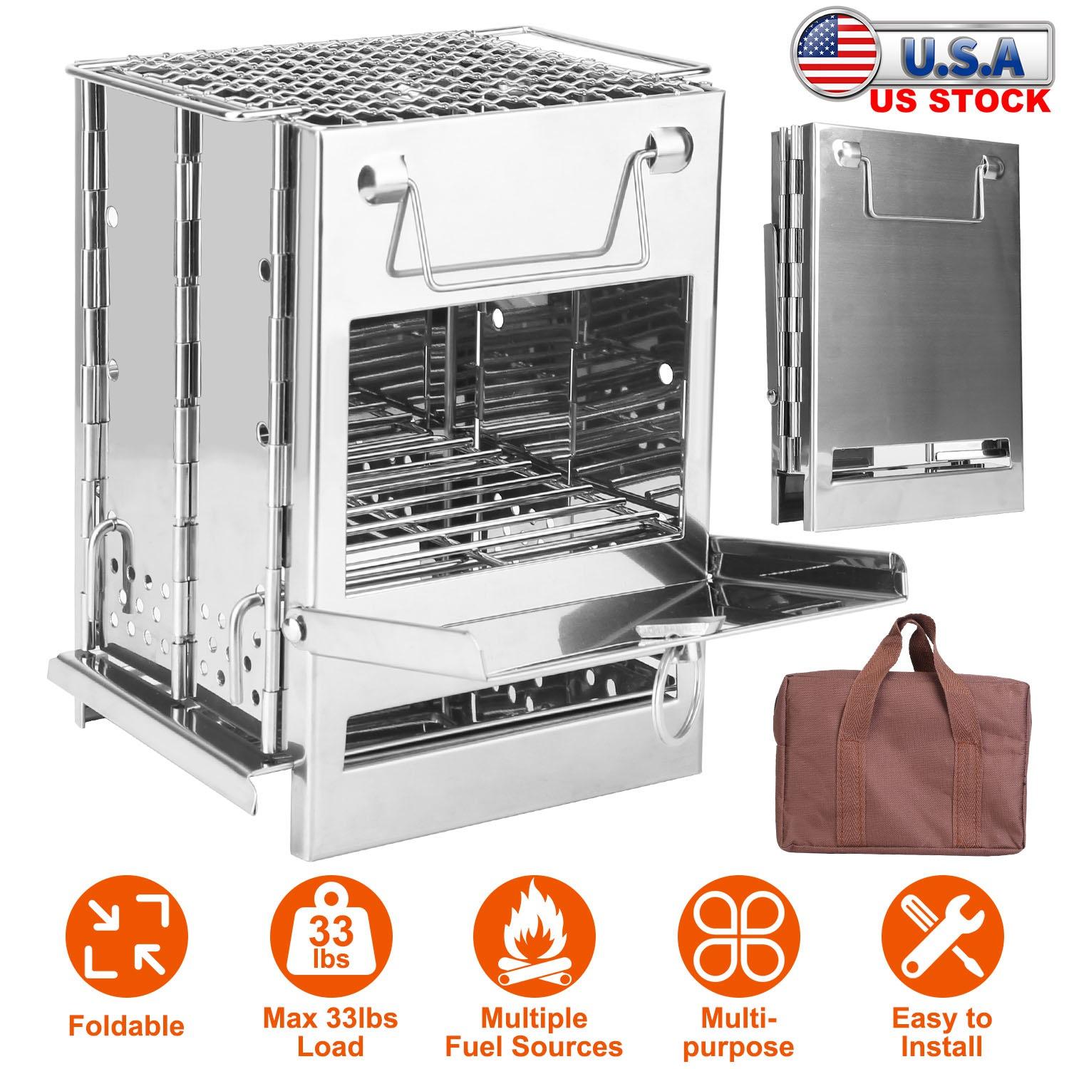 Portable Backpacking Stove for Camping Hiking Picnic BBQ Outdoor Cooker Folding Travel Charcoal Stove with Handle Carry Bag 2 Bolts thumbnail 3