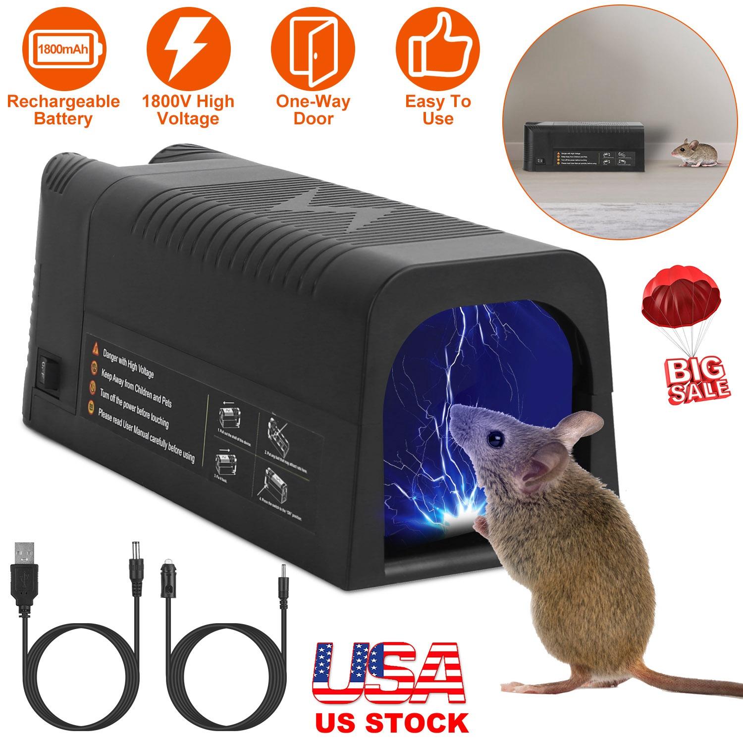 Electric Rat Trap Reusable Mice Trap Rodent Zapper Indoor Pest Control Rechargeable Shock Mice Killer with 1800V High Voltage for Home thumbnail 3