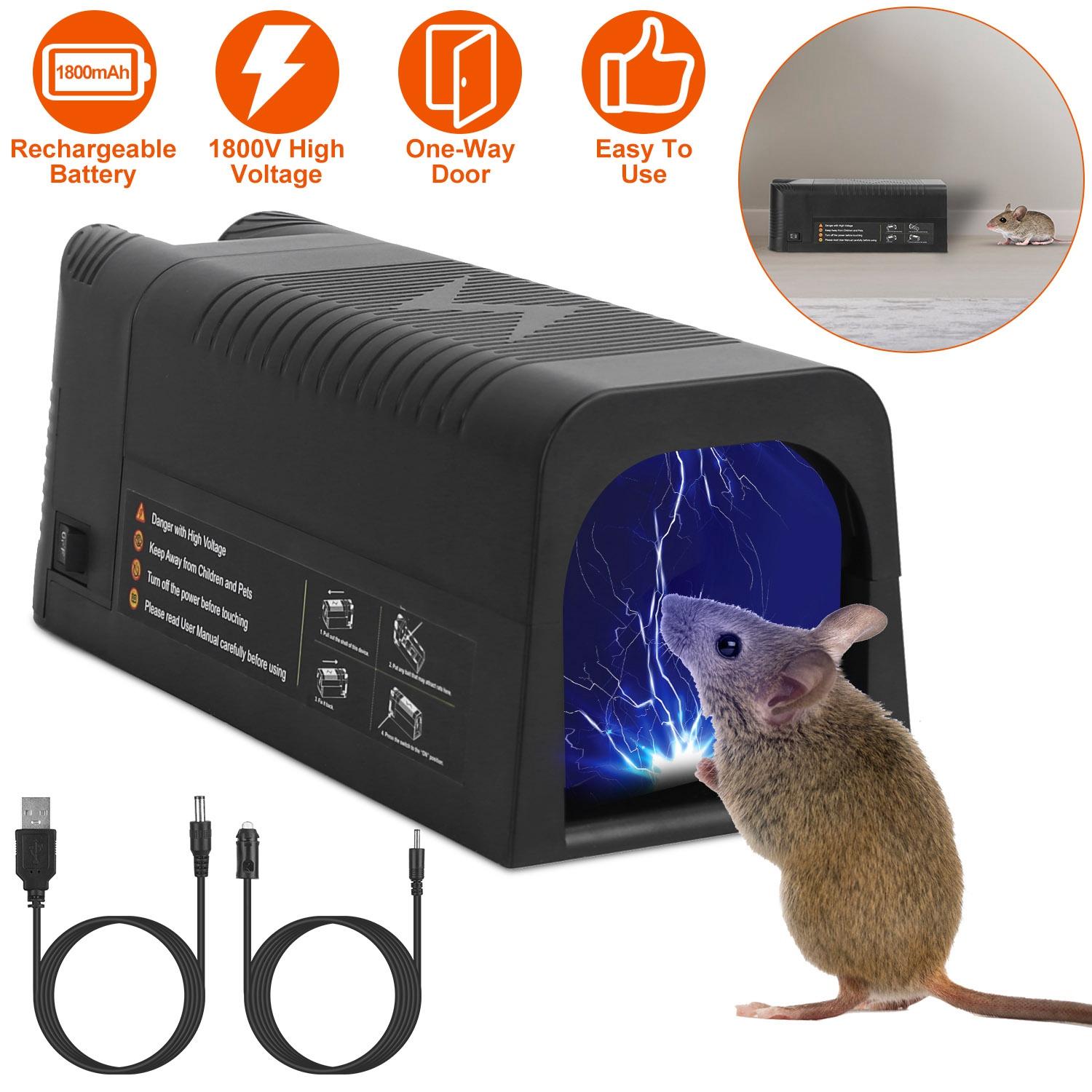 Electric Rat Trap Reusable Mice Trap Rodent Zapper Indoor Pest Control Rechargeable Shock Mice Killer with 1800V High Voltage for Home thumbnail 2