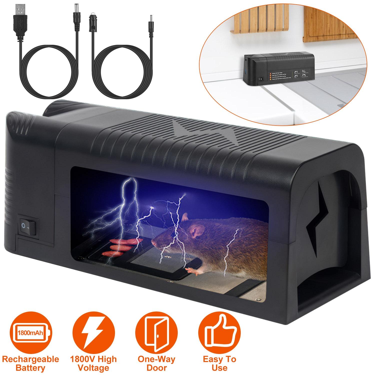 Electric Rat Trap Reusable Mice Trap Rodent Zapper Indoor Pest Control Rechargeable Shock Mice Killer with 1800V High Voltage for Home thumbnail 4