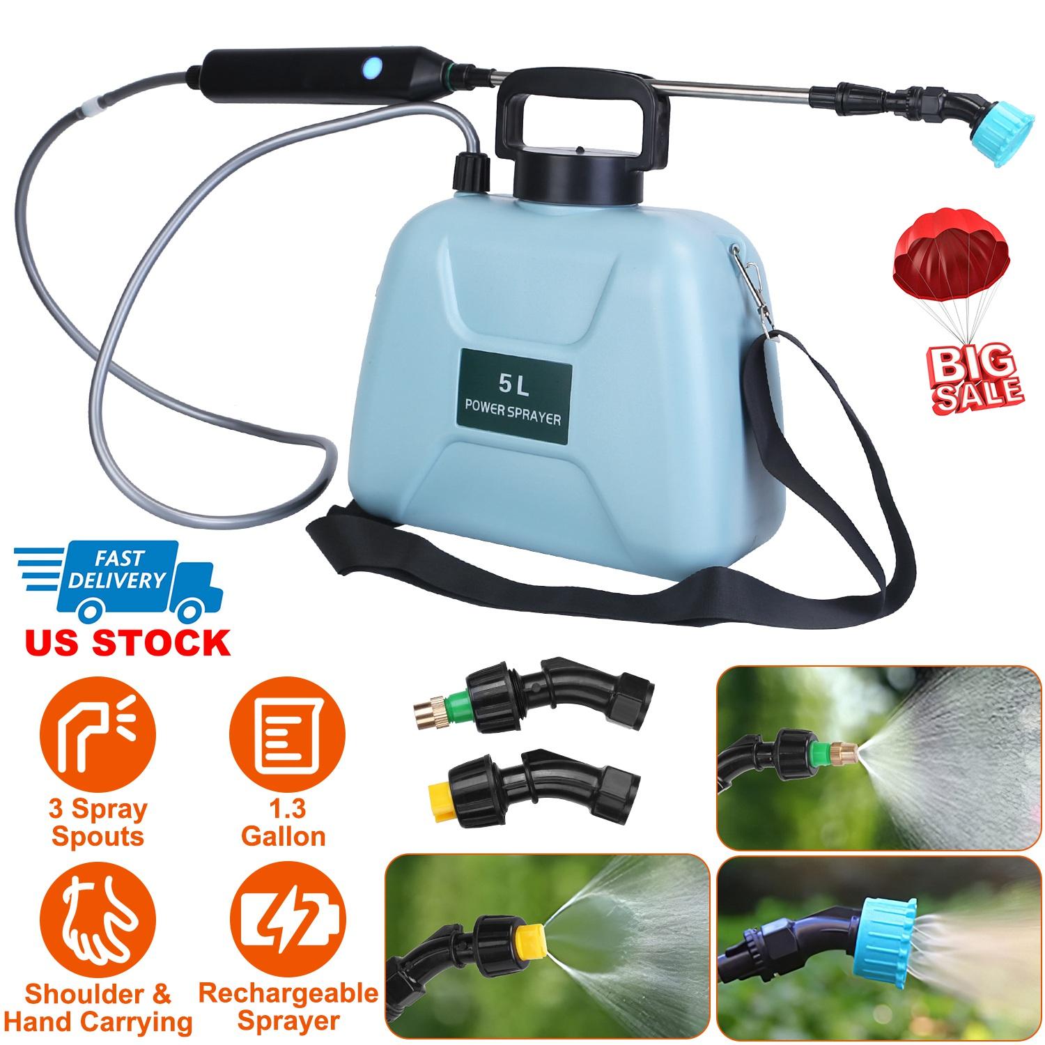5L/1.3Gallon Electric Plant Sprayer Telescopic Rechargeable Garden Sprayer Automatic Handheld Sprayer with 3 Spray Spouts Shoulder Strap for Cleaning  thumbnail 3