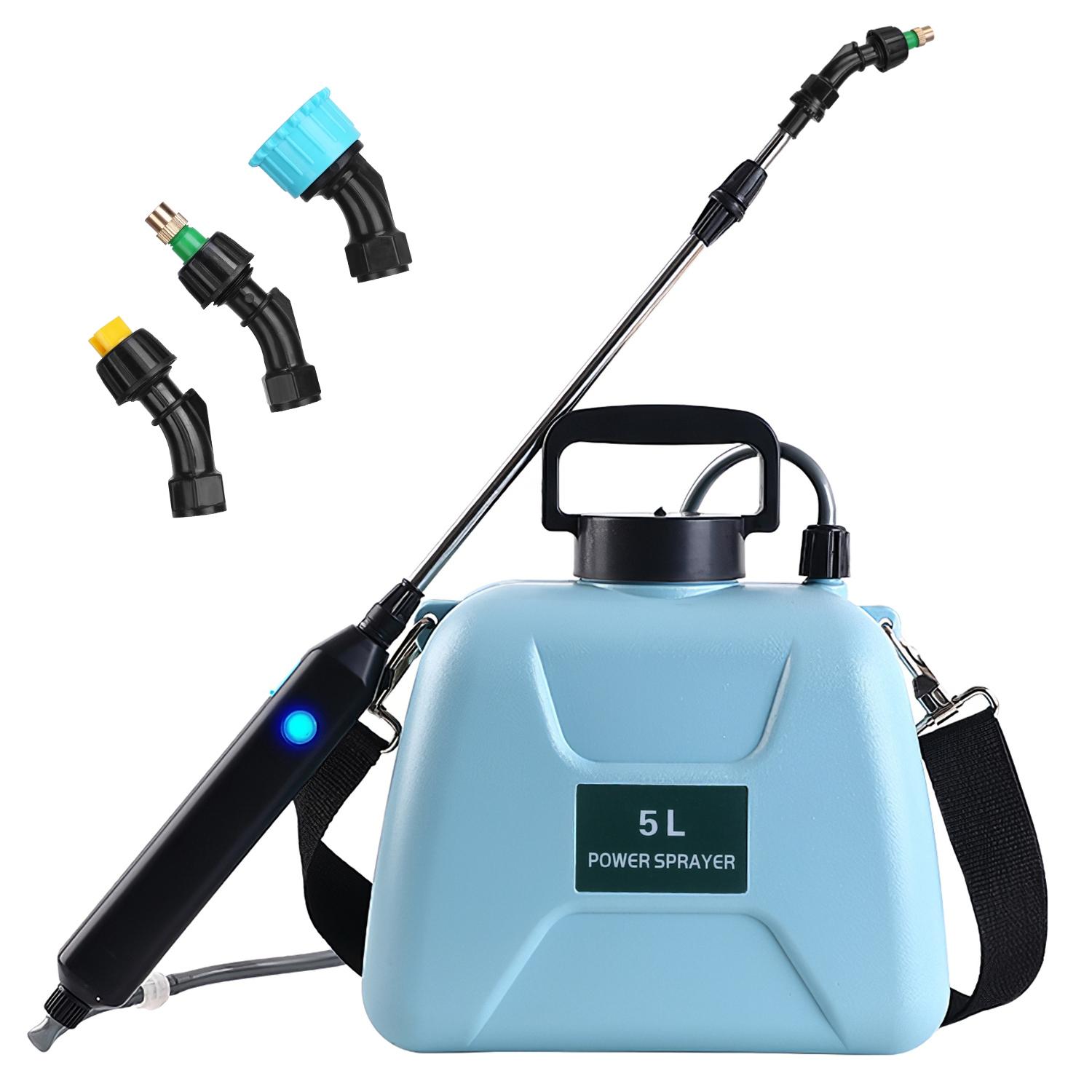 5L/1.3Gallon Electric Plant Sprayer Telescopic Rechargeable Garden Sprayer Automatic Handheld Sprayer with 3 Spray Spouts Shoulder Strap for Cleaning  thumbnail 1