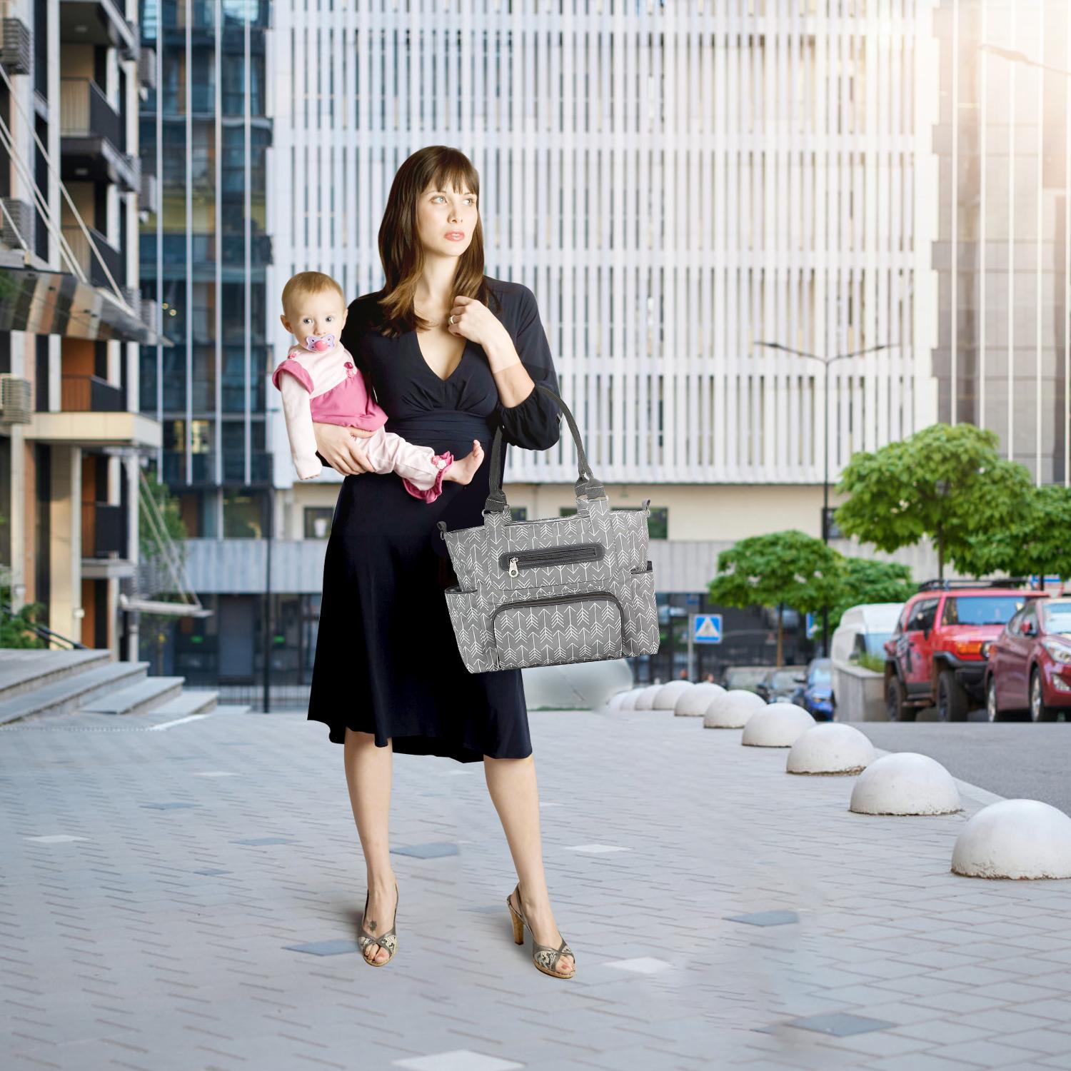 8Pcs Baby Nappy Diaper Bags Set for Mom Dad Mummy Handbags Multifunctional Diaper Changing Bags with Bottle Bag Mesh Bag Purse Diaper Pad 2 Burp Cloth thumbnail 2