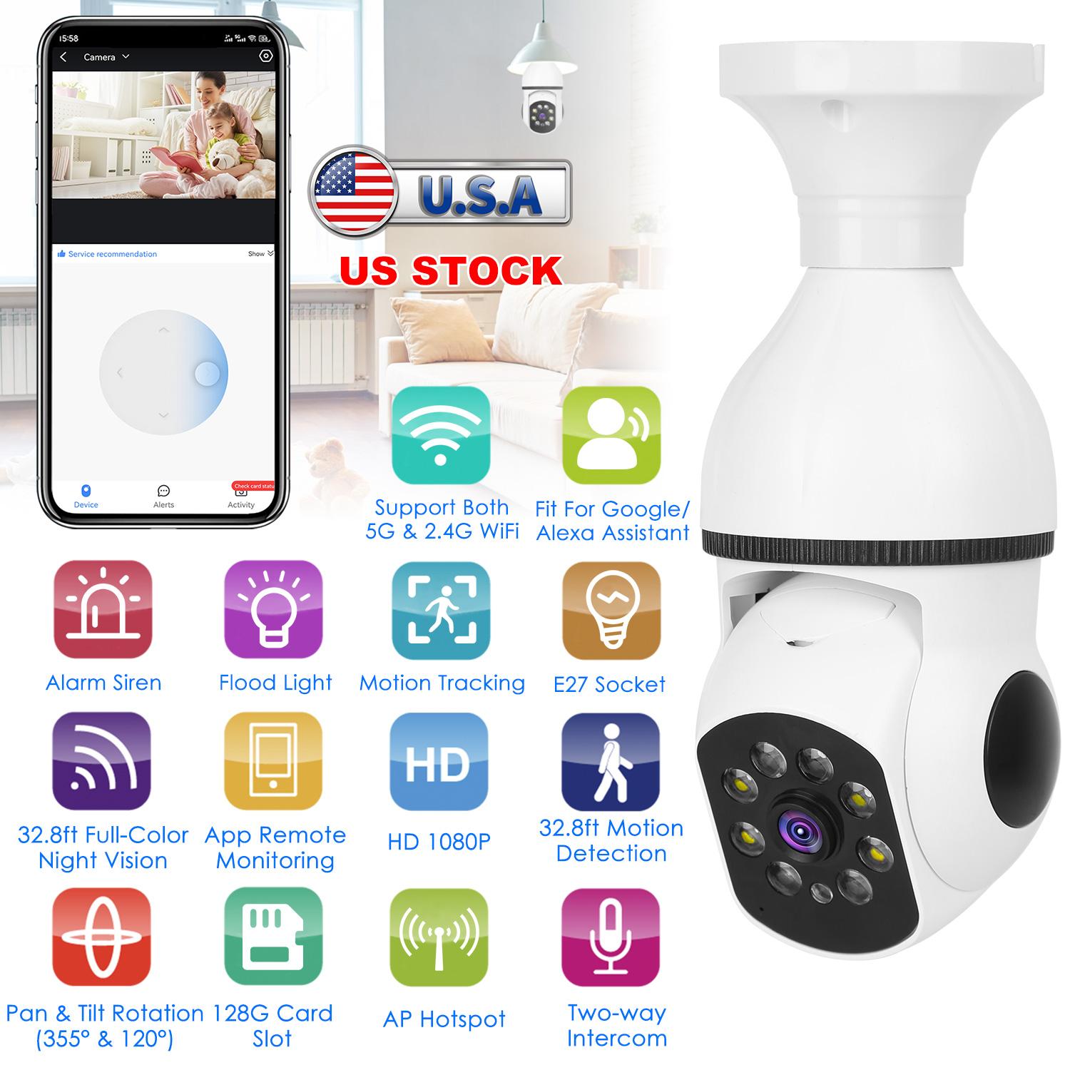 E27 WiFi Bulb Camera 1080P FHD WiFi IP Pan Tilt Security Surveillance Camera with Two-Way Audio Full Color Night Vision Flood Light Motion Tracking Si thumbnail 2