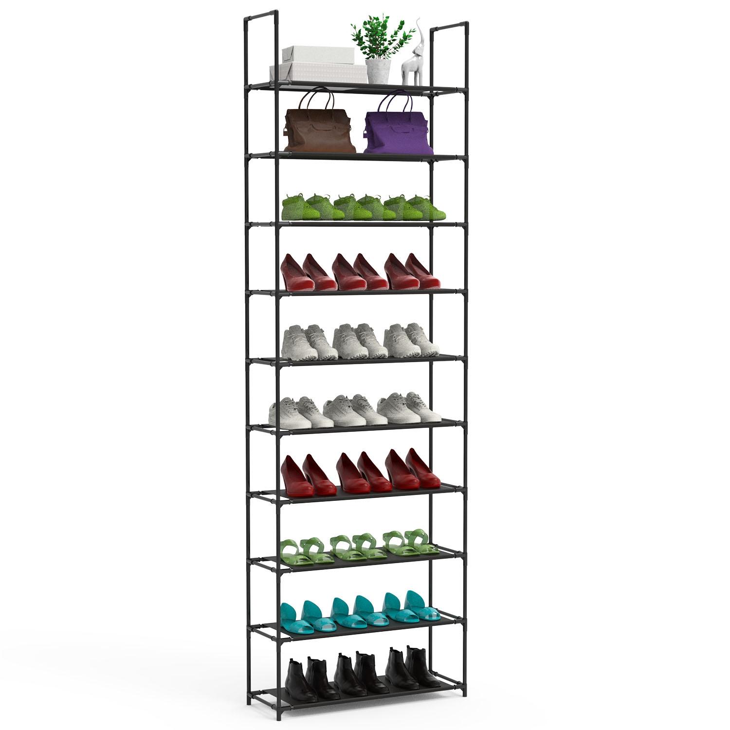 10 Tiers Shoe Rack Space-Saving 25-30Pairs Tall Shoe Shelf 23.03x10.82x72.83Inches Non-Woven Fabric Vertical Shoe Organizer For Hallway Entryway Close thumbnail 1