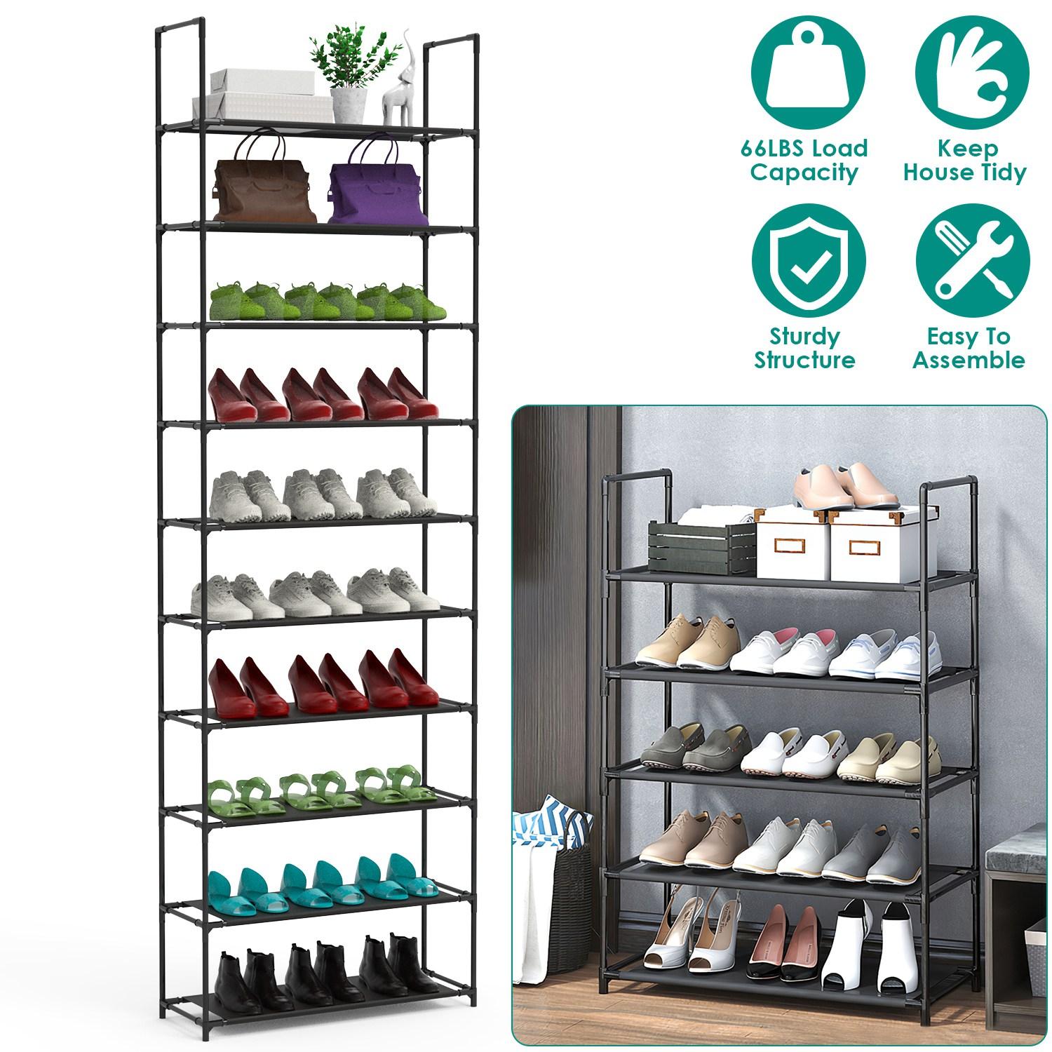 10 Tiers Shoe Rack Space-Saving 25-30Pairs Tall Shoe Shelf 23.03x10.82x72.83Inches Non-Woven Fabric Vertical Shoe Organizer For Hallway Entryway Close thumbnail 2