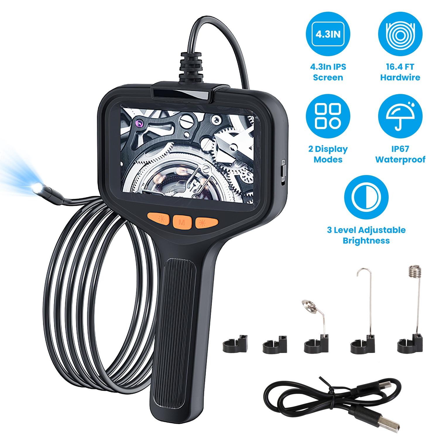4.3in Inspection Camera with Light Articulating Borescope Endoscope Camera with 16.4FT Wire 2 Modes 3 Adjustable Brightness IP67 Waterproof for Plumbi thumbnail 4