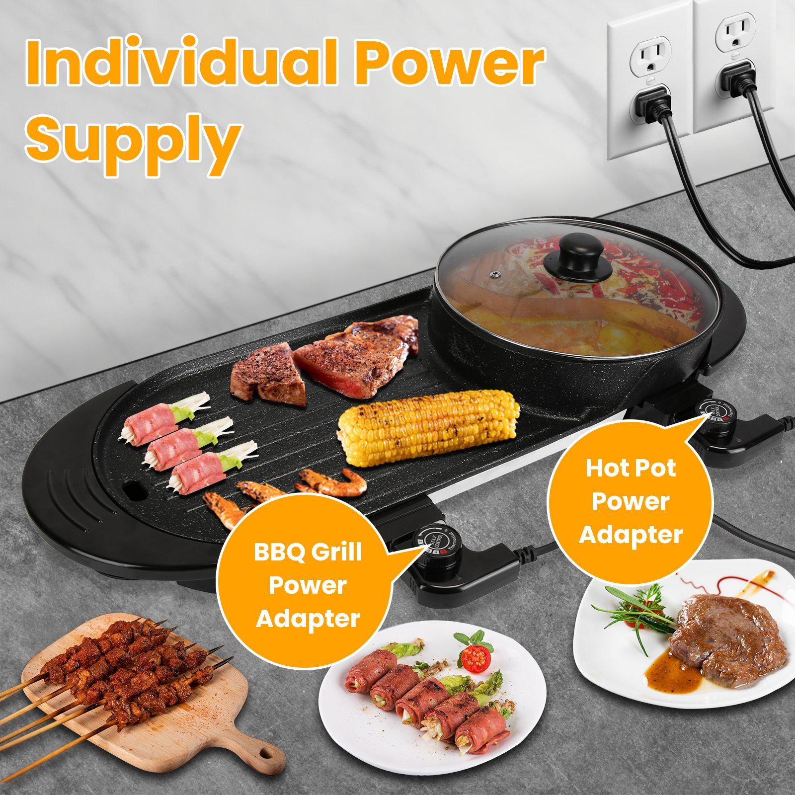2 in 1 Electric Hot Pot with BBQ Grill Cooker 2200W Smokeless Non-Stick Korean BBQ Grill Shabu Shabu Hot Pot with Independent Temperature Control 5 Ge thumbnail 4