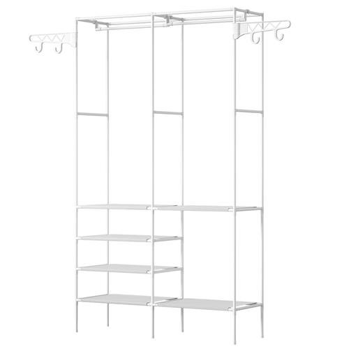 Metal Garment Rack Shoe Clothing Organizer Shelves Freestanding Multifunctional Clothes Wardrobe thumbnail 3