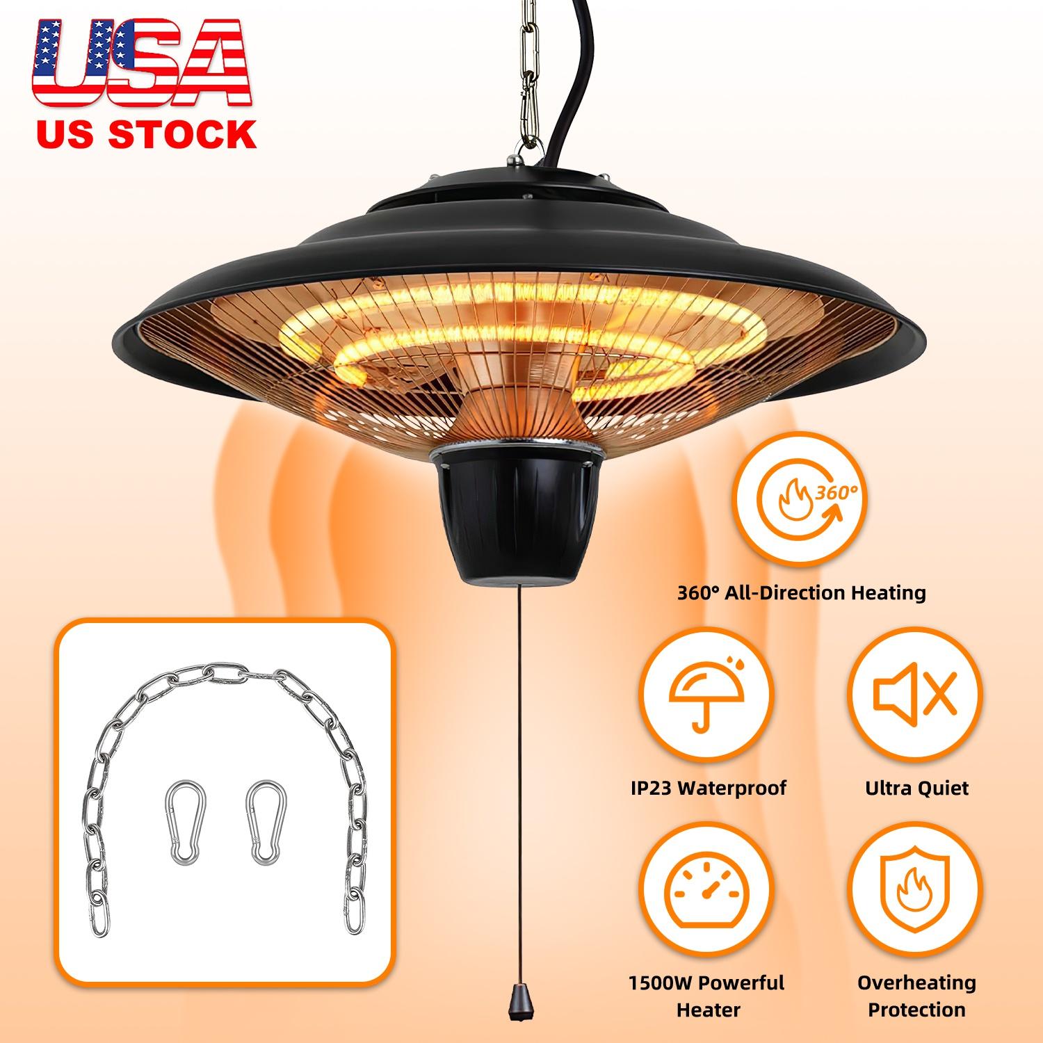 1500W Outdoor Hanging Patio Heater Ultra-Quiet Electric Heating Lamp IP23 Waterproof 2 Heating Levels Overheating Protection Ceiling Mounted Outdoor H thumbnail 4