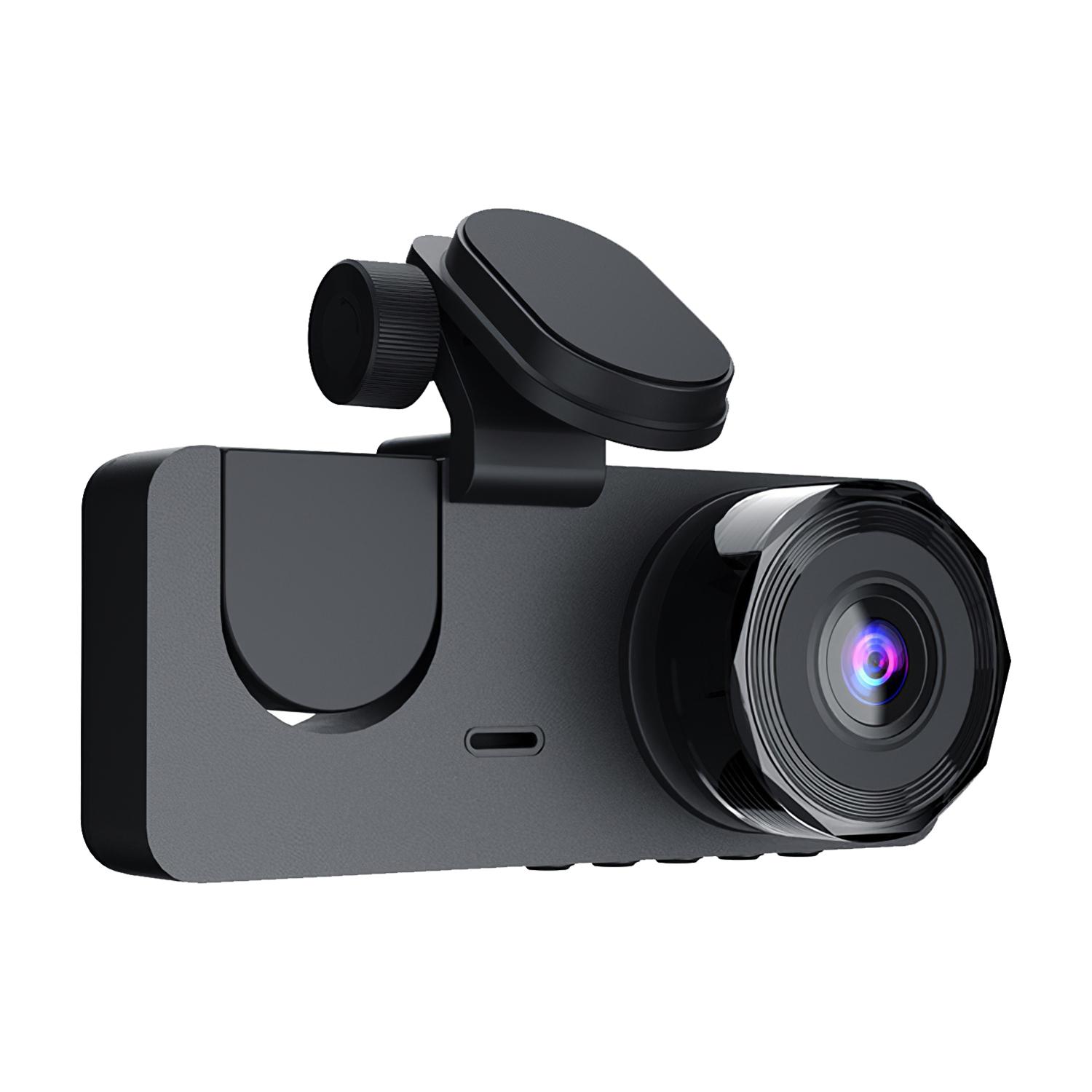 3 Channel Dash Cam Front Inside Rear Vehicle Driving Recorder Car DVR with 32G MMC Card G Sensor Motion Detection Parking Monitor Loop Recording thumbnail 2