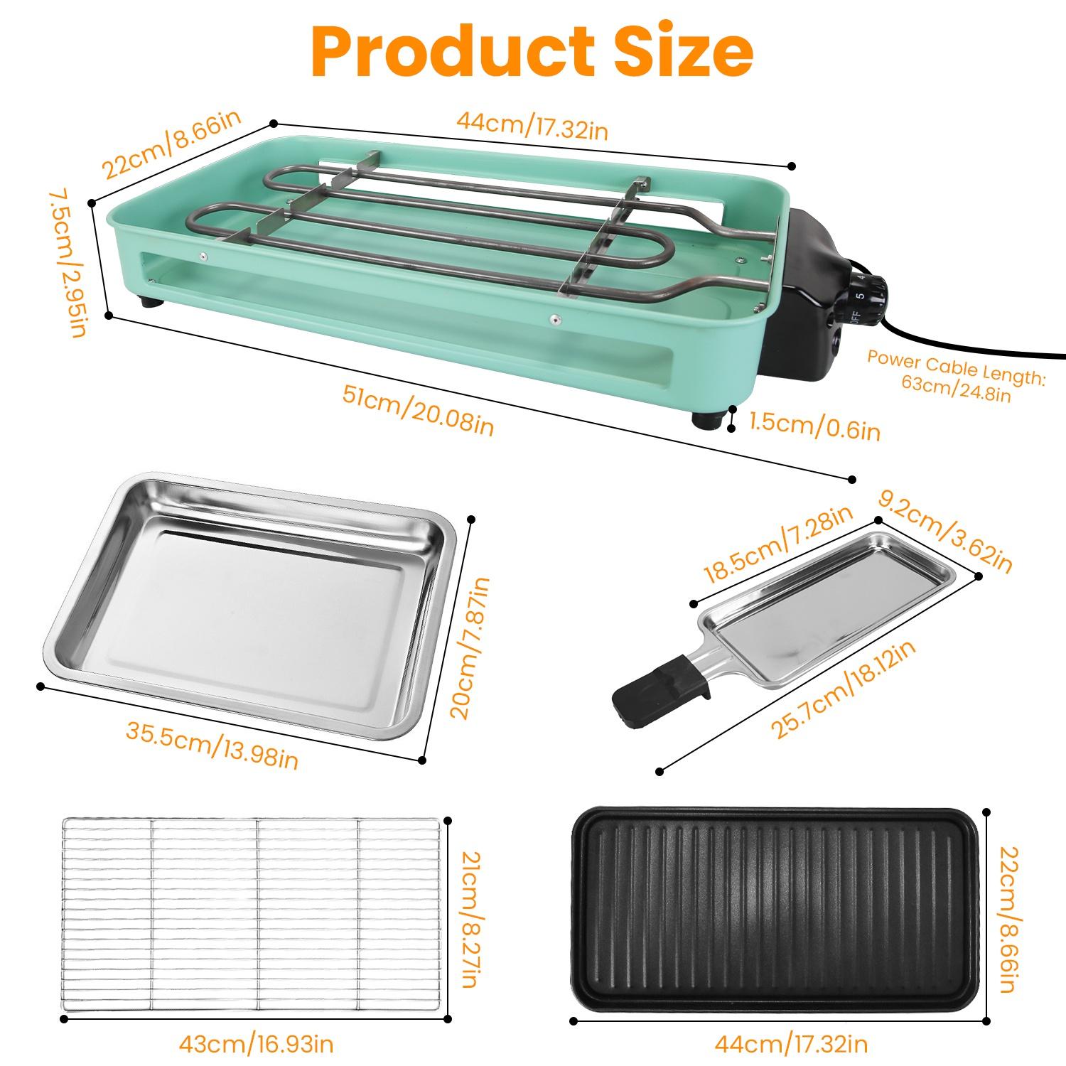 2000W Electric Indoor Grill 2 in 1 Electric BBQ Gill with Grill Net Removable Plate 5 Temperature Control 3 Small Trays Dishwasher Safe thumbnail 4