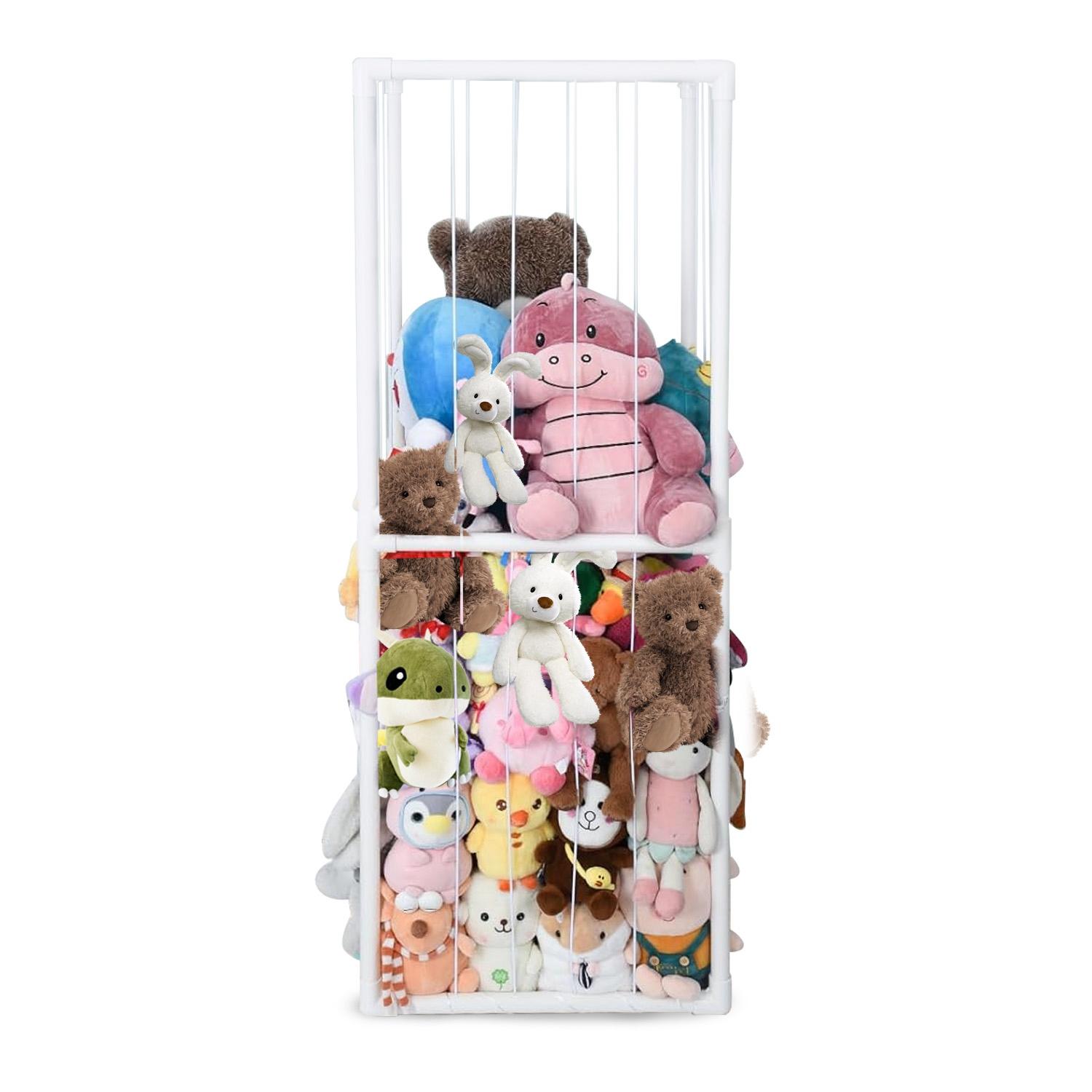 Stuffed Animal Storage PVC Plush Organizer Shelf Plush Stuffed Animal Holder Standing Kids Toy Storage Cage with Elastic Band for Nursery Play Room Be thumbnail 2