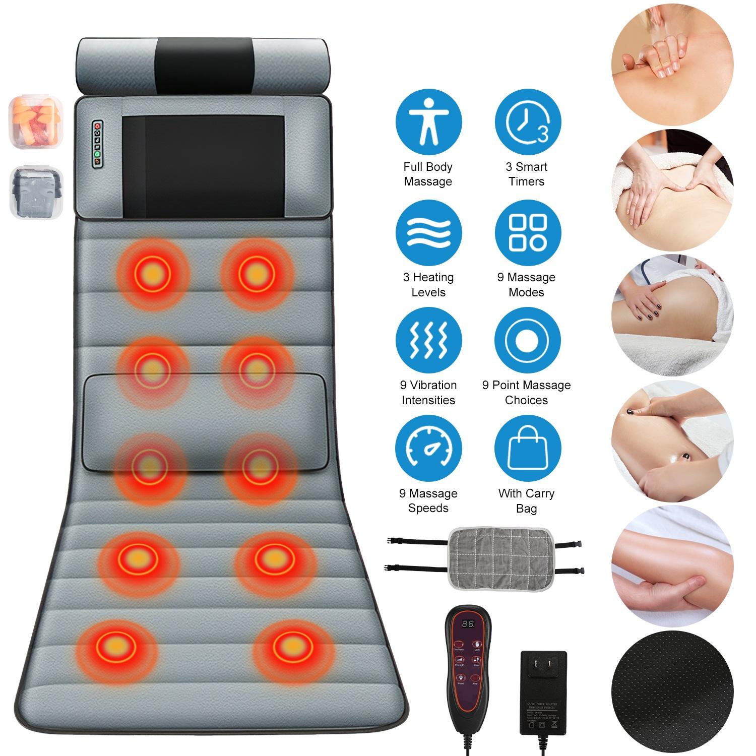 Full Body Electric Massage Mat with Heat Vibration Massage Pad Cushion Back Massage Mattress Chair Pad with Neck Massager Lumbar Pillow with 10 Vibrat thumbnail 4